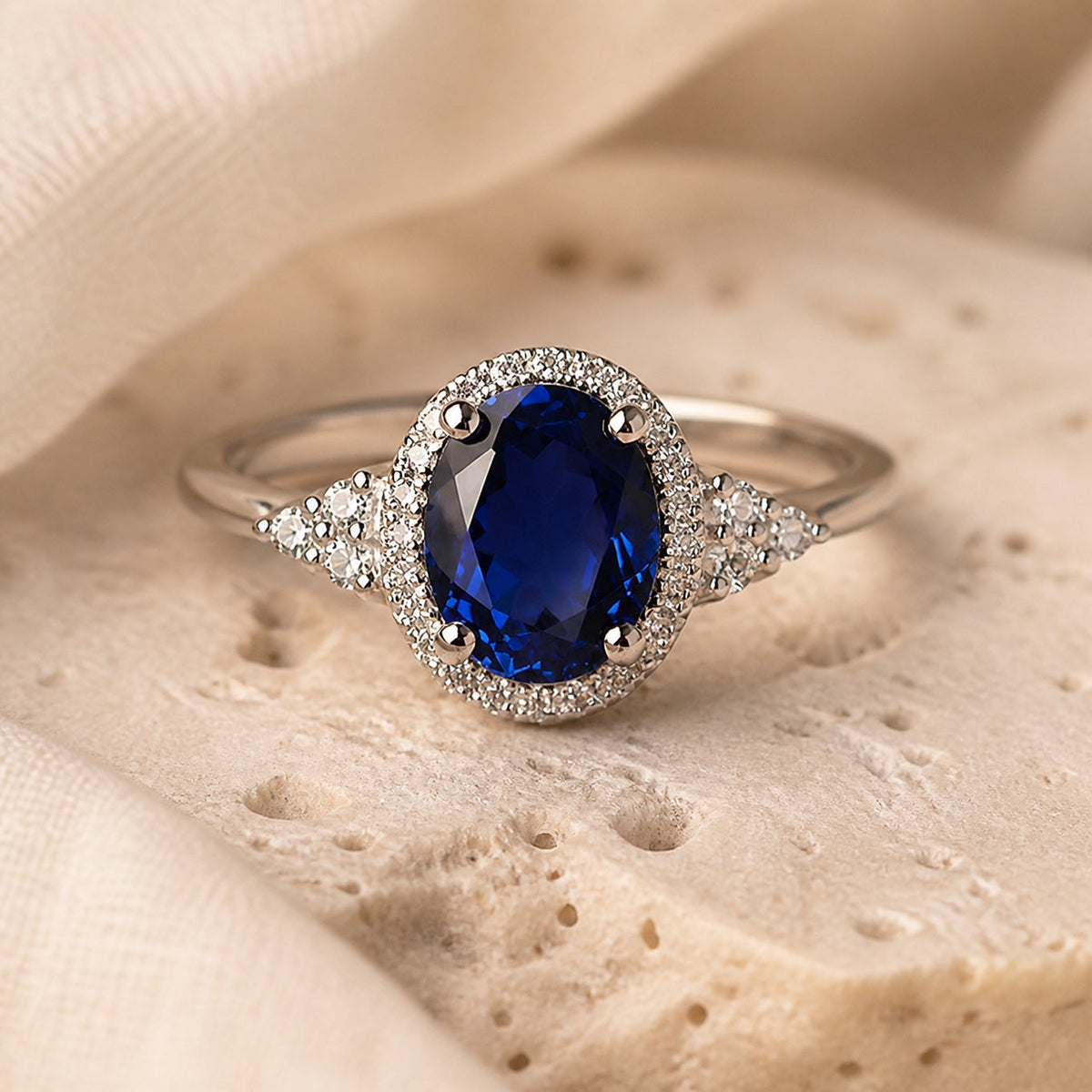 Agnes | Oval Blue Stone Ring