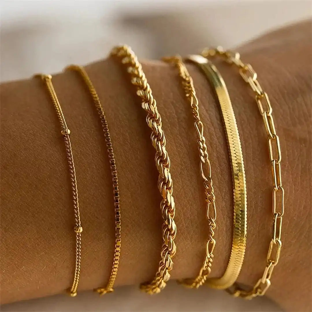Angela | Six Piece Chain Bracelet Set