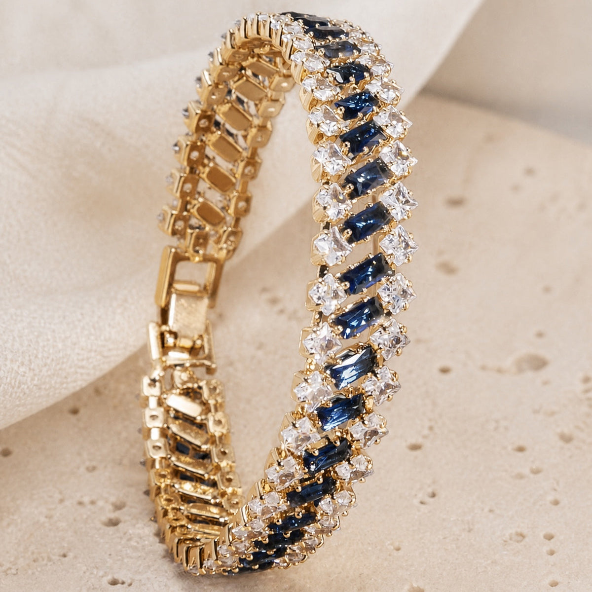 Annette | Blue and Clear Stone Gold-Tone Bracelet