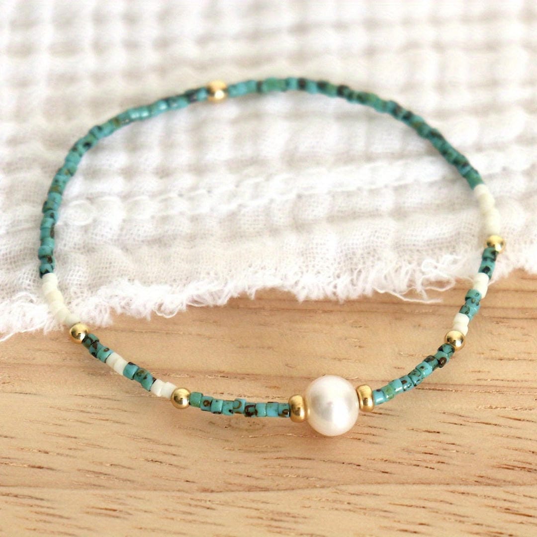 Leila | Teal Seed Bead Bracelet