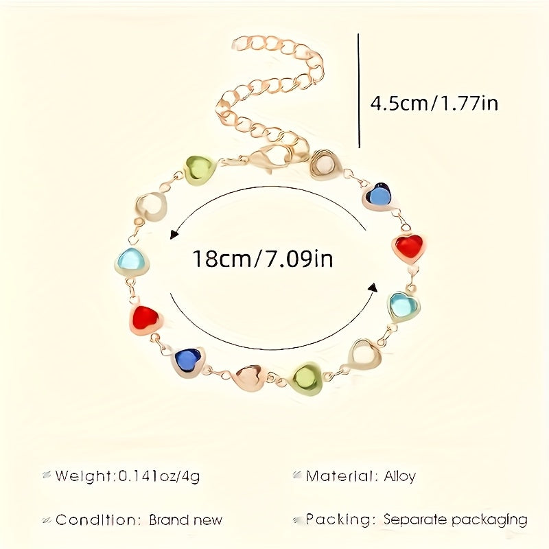 Helen | Rainbow Heart Stone Bracelet