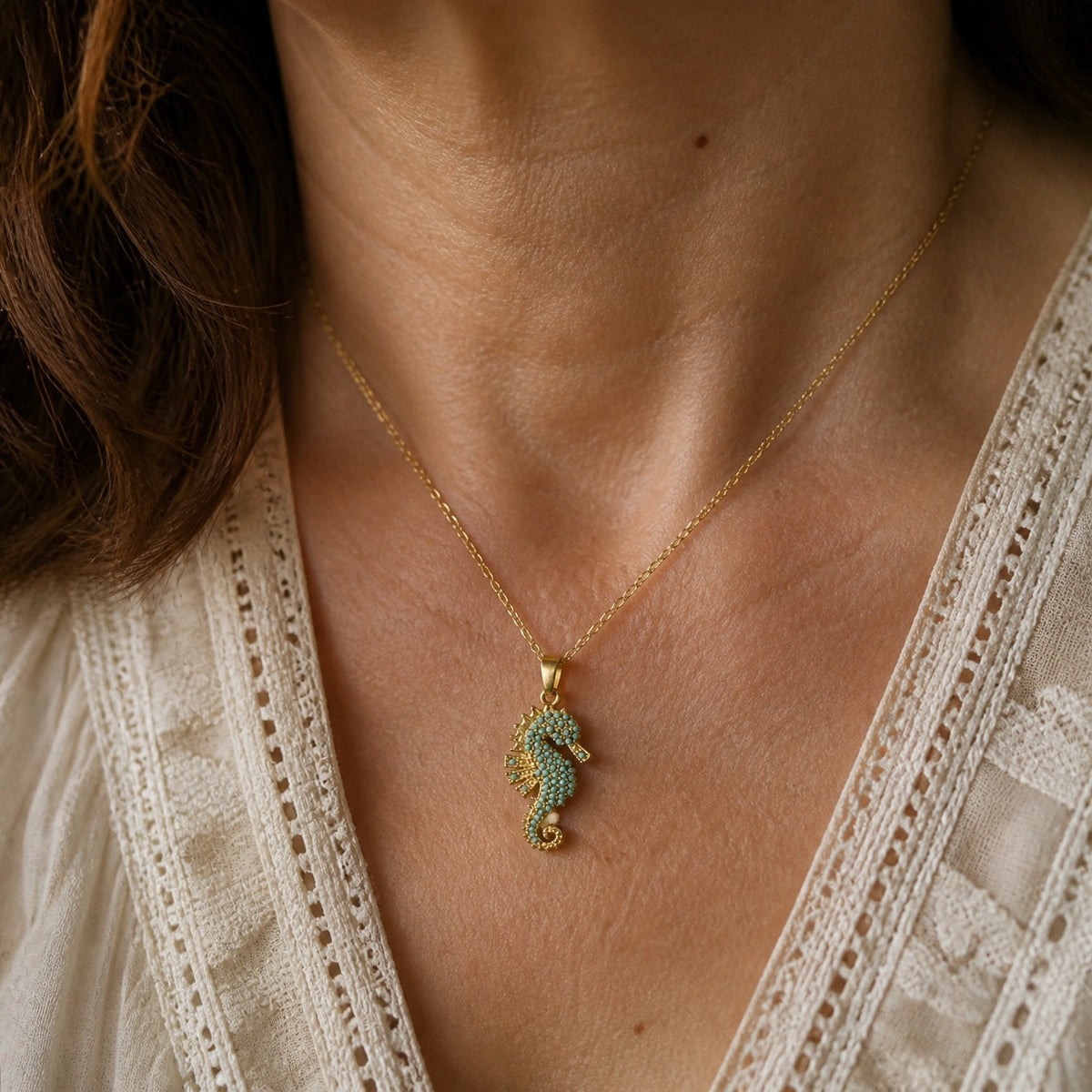 Nell | Gold-Tone Seahorse Pendant Necklace