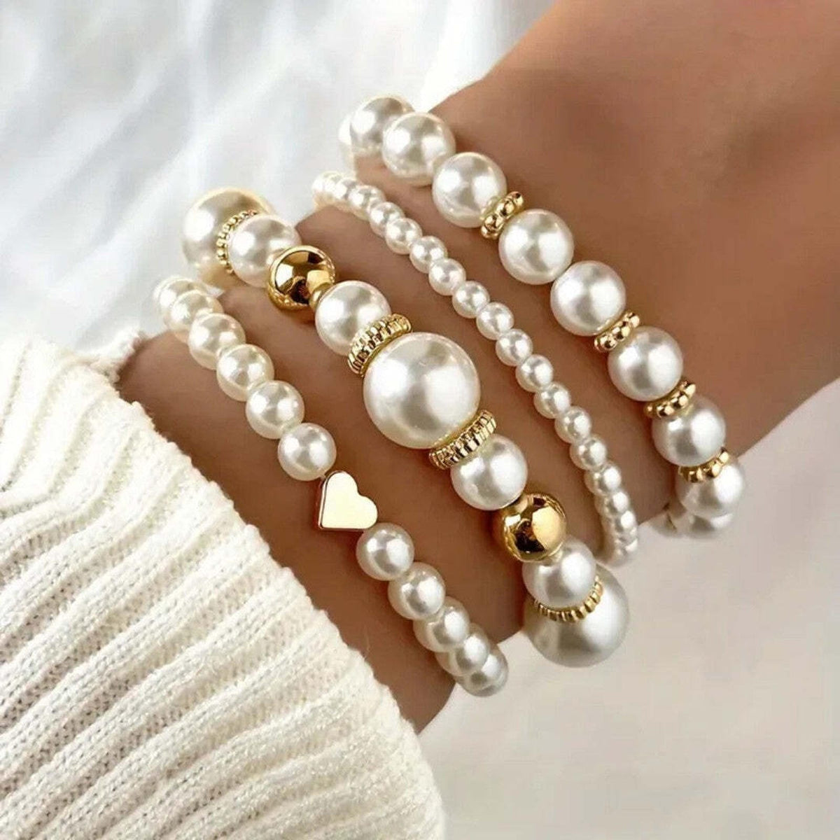 Andrea | Pearl Style Bracelet Set