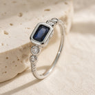Yvonne | Rectangular Blue Stone Ring