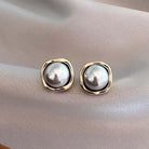 Molly | Gold-Tone Square Pearl Style Earrings