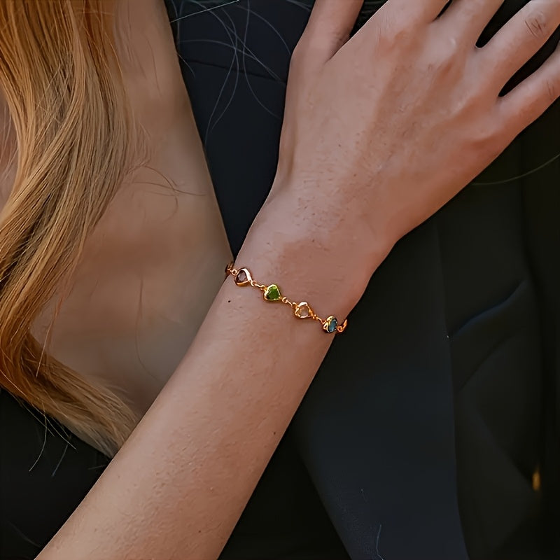 Helen | Rainbow Heart Stone Bracelet