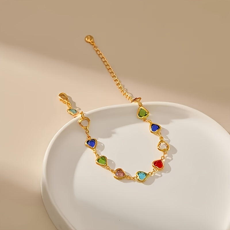 Helen | Rainbow Heart Stone Bracelet
