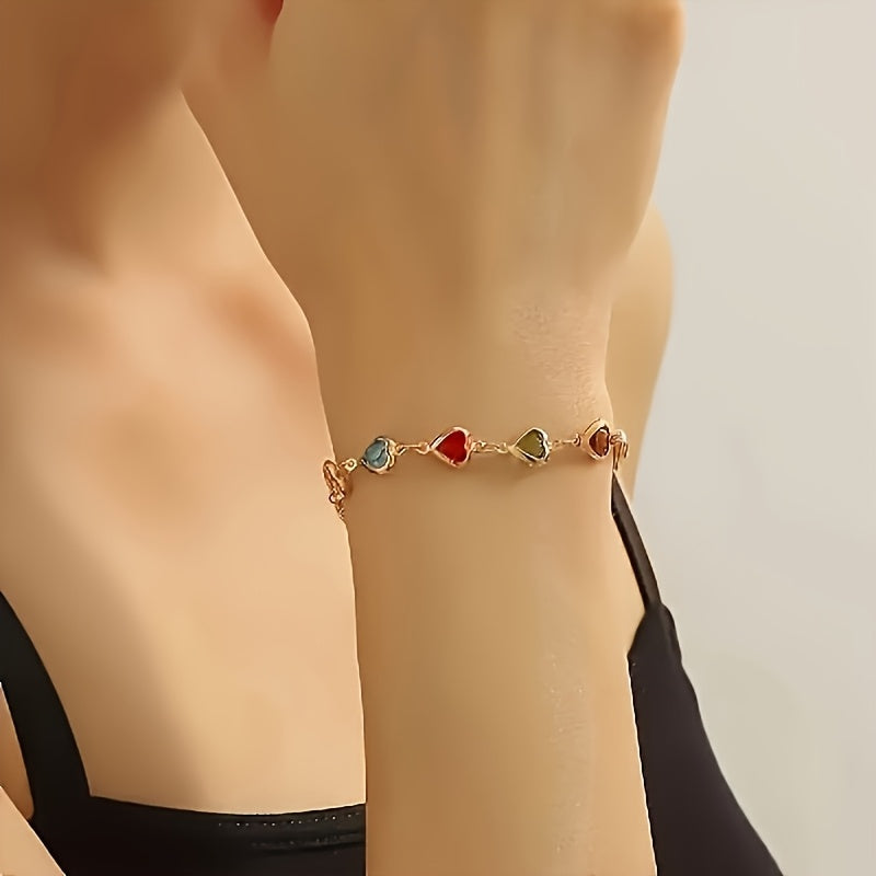 Helen | Rainbow Heart Stone Bracelet