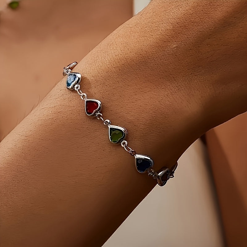 Helen | Rainbow Heart Stone Bracelet