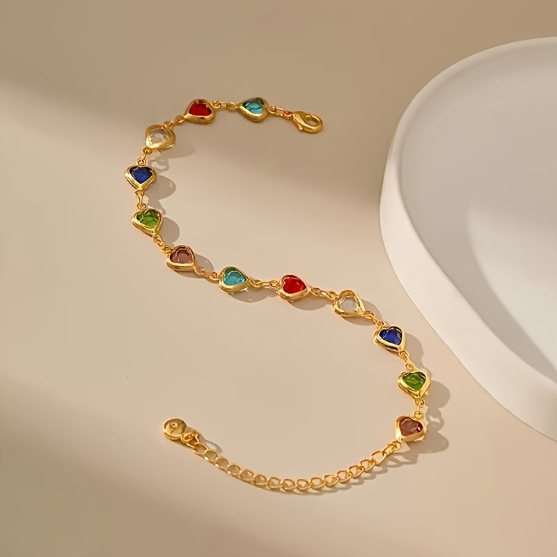 Helen | Rainbow Heart Stone Bracelet