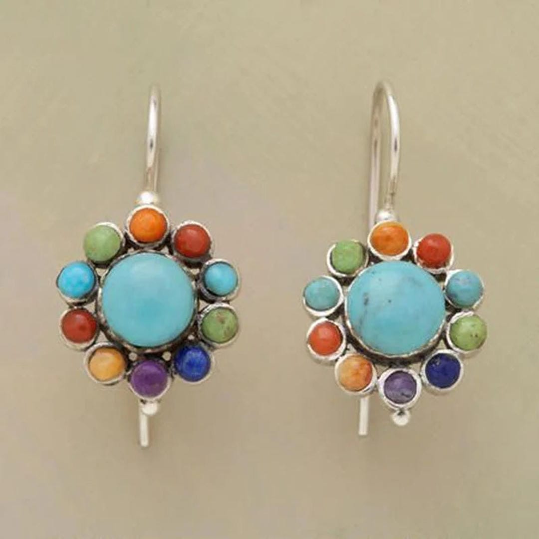 Isabel | Blue Accent Gold-Tone Hoop Earrings