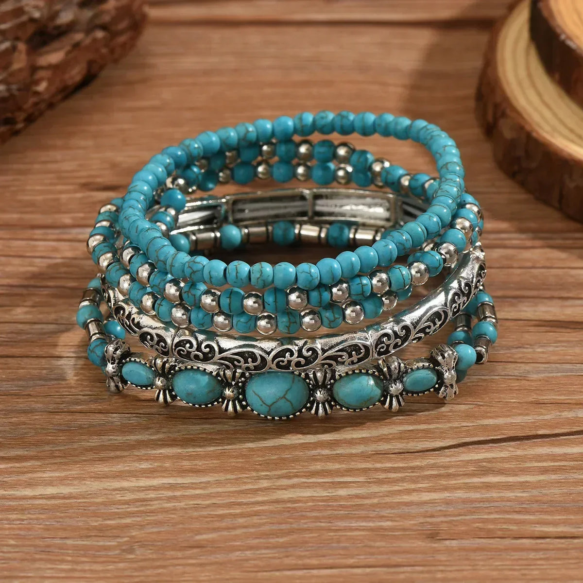 Ivana | Turquoise Blue Layered Bead Bracelet