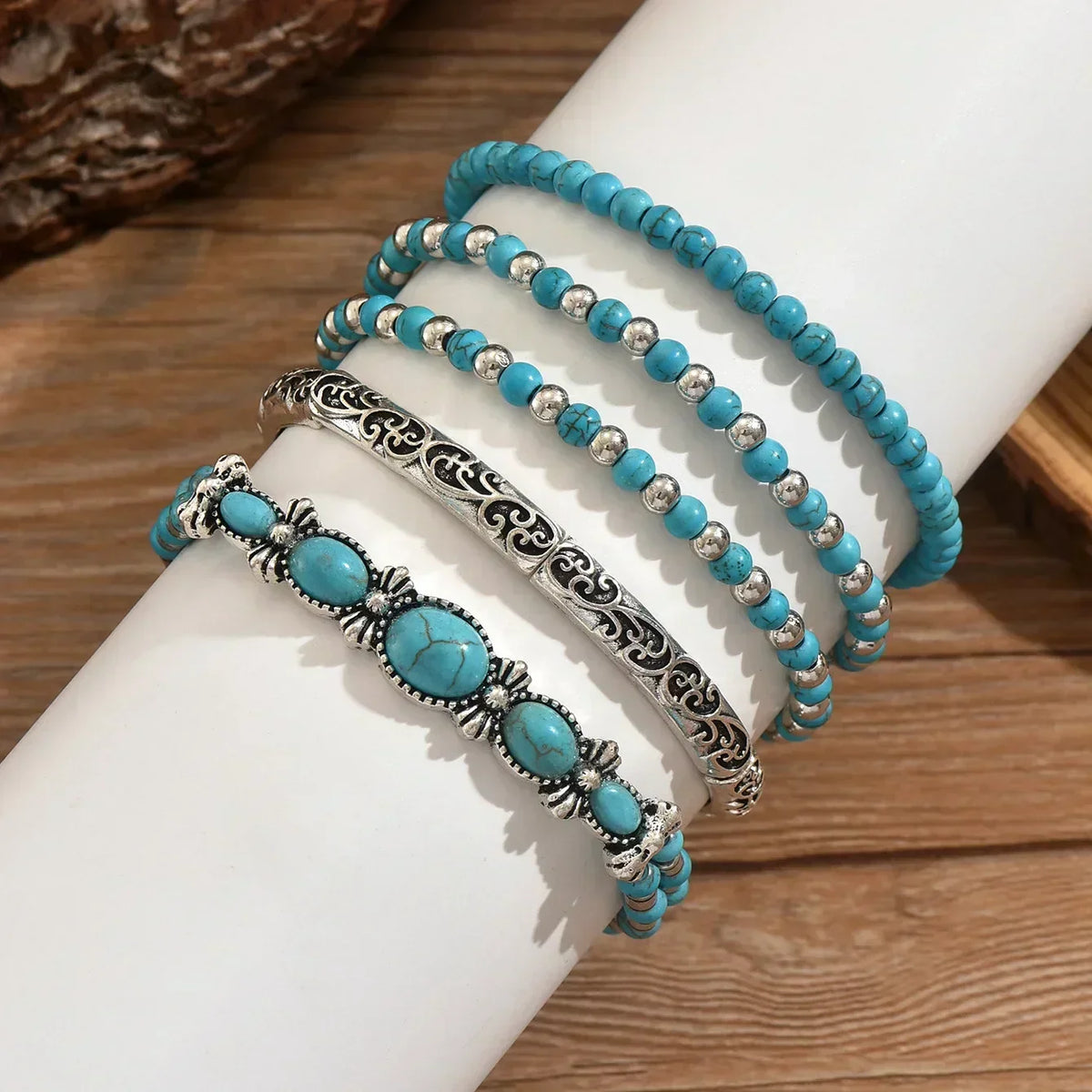 Ivana | Turquoise Blue Layered Bead Bracelet