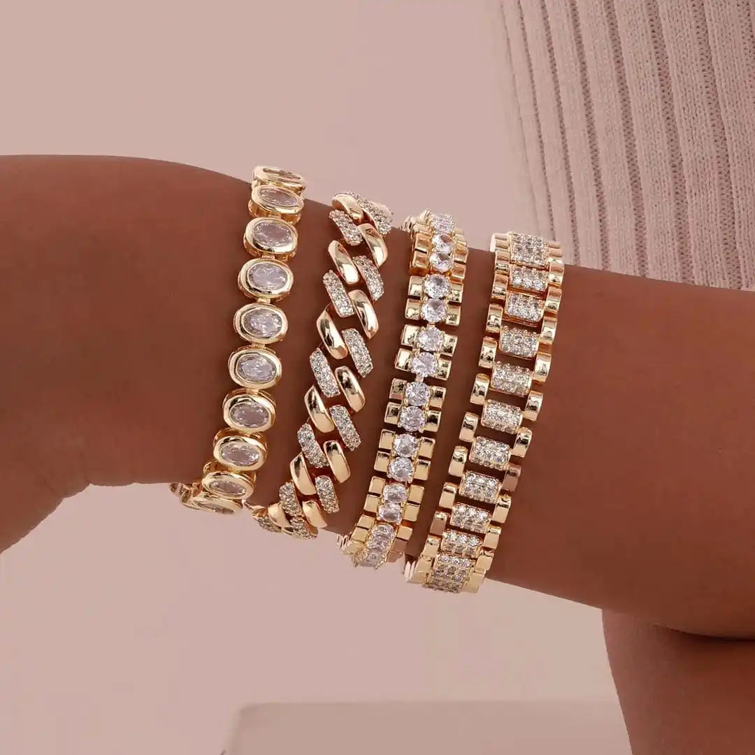 Alison | Gold-Tone Sparkle Bracelet Set