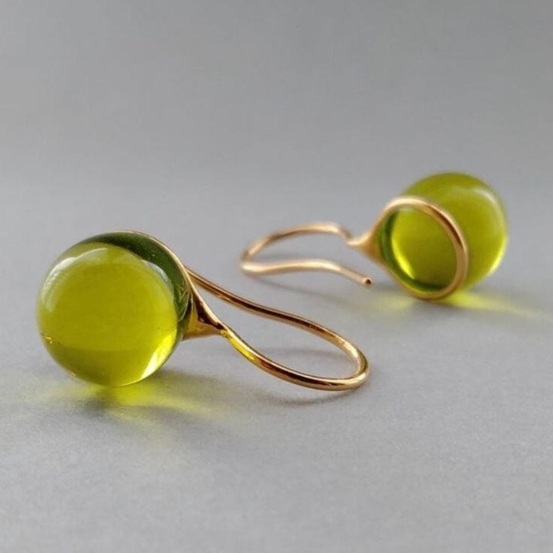 Bridget | Faceted Olive Drop Earrings