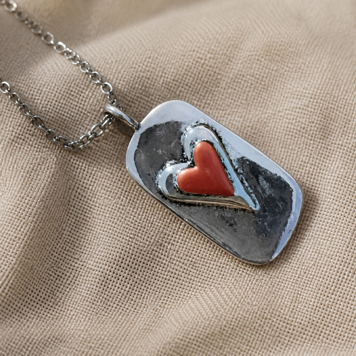 Doris | Red Heart Tag Necklace