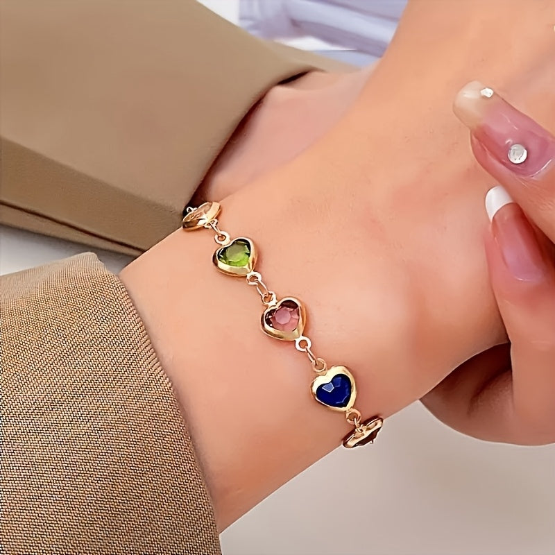 Helen | Rainbow Heart Stone Bracelet