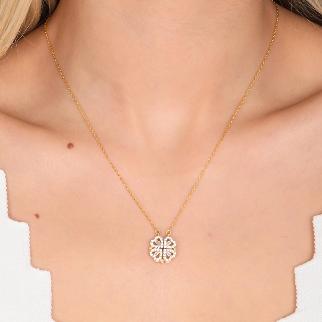 Olive | Clover and Heart Pendant Necklace