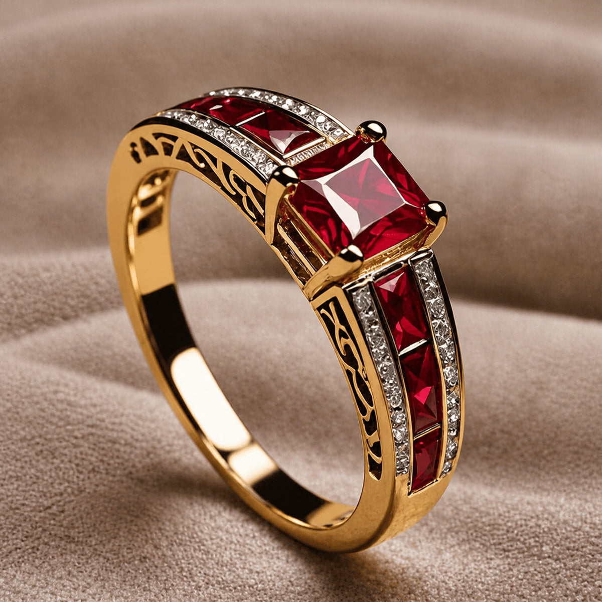 Cecilia | Red Stone Crown Ring