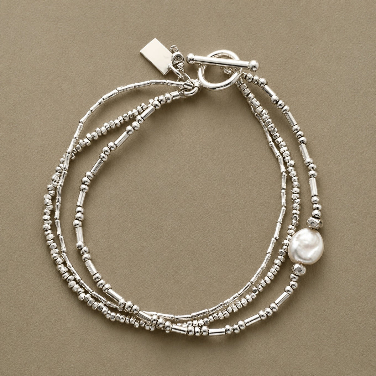 Alexandra | Silver-Tone Bead Multi Strand Bracelet