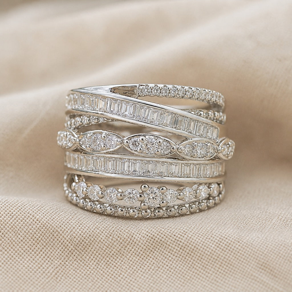 Hazel | Layered Clear Stone Ring