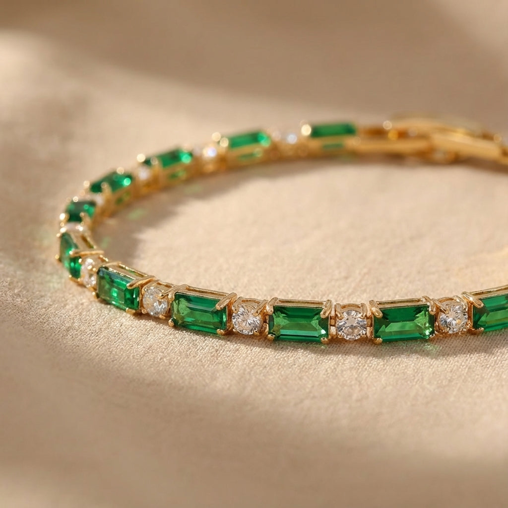 Matilda | Green Stone Gold-Tone Bracelet