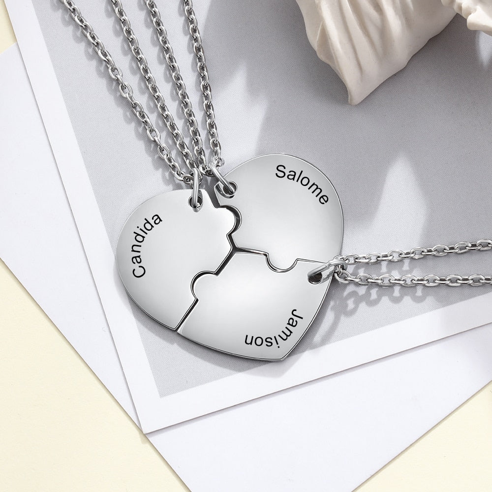 Lola | Three Piece Heart Puzzle Necklace Set