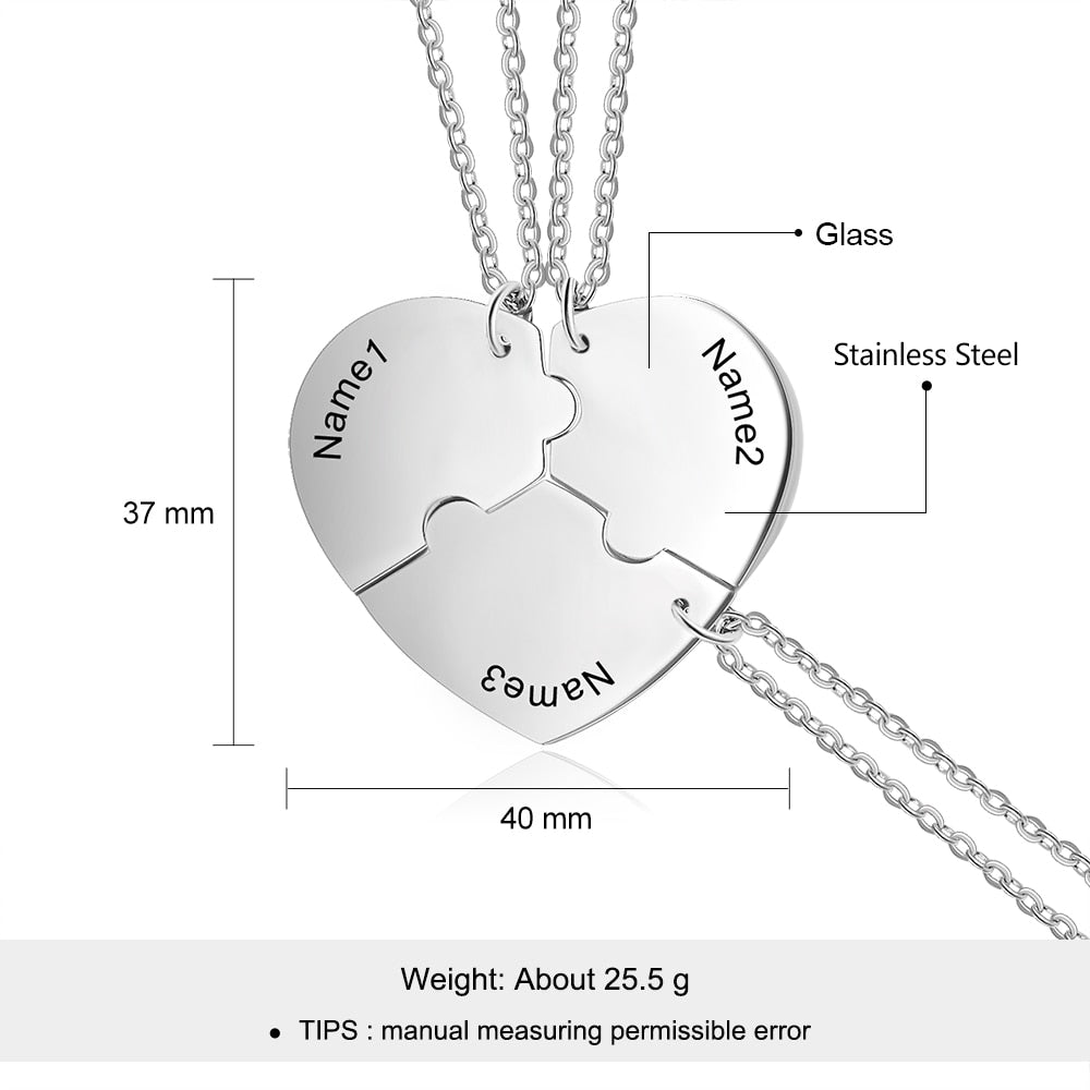 Lola | Three Piece Heart Puzzle Necklace Set