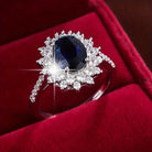 Jolene | Oval Blue Stone Halo Ring