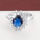 Jolene | Oval Blue Stone Halo Ring