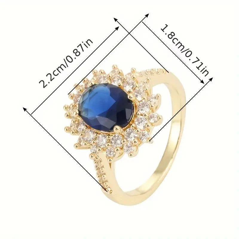 Jolene | Oval Blue Stone Halo Ring